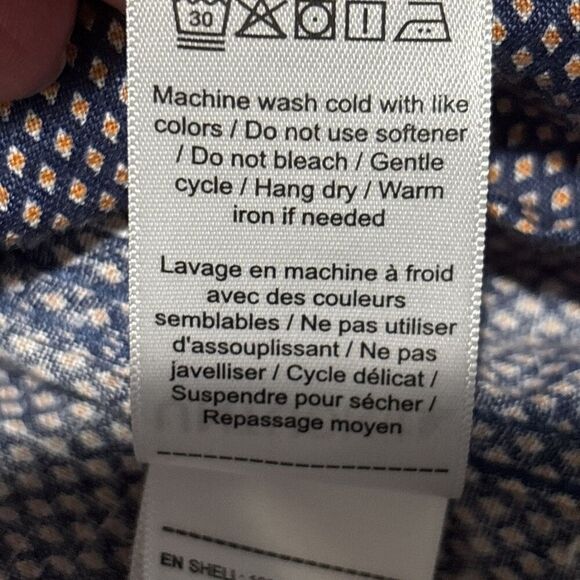 Untuckit Cadalso Button Up Short Sleeve Shirt 100% Linen Geometric Navy Size XL - Picture 6 of 16